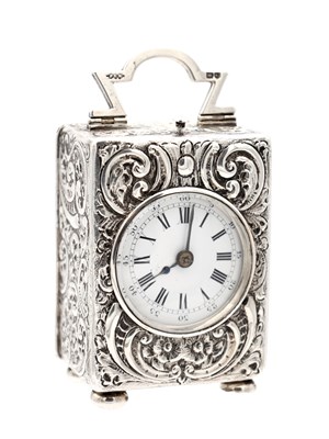 Lot 1 - DROCOURT, PARIS. A LARGE LATE 19TH CENTURY SILVER-CASED REPEATING CARRIAGE CLOCK