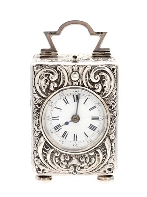 Lot 1 - DROCOURT, PARIS. A LARGE LATE 19TH CENTURY SILVER-CASED REPEATING CARRIAGE CLOCK