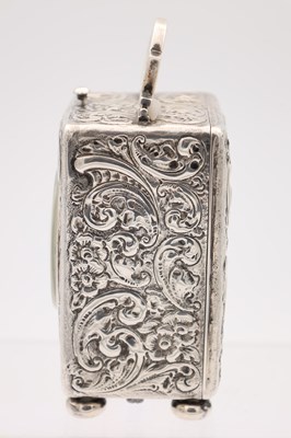 Lot 1 - DROCOURT, PARIS. A LARGE LATE 19TH CENTURY SILVER-CASED REPEATING CARRIAGE CLOCK