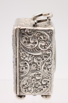 Lot 1 - DROCOURT, PARIS. A LARGE LATE 19TH CENTURY SILVER-CASED REPEATING CARRIAGE CLOCK