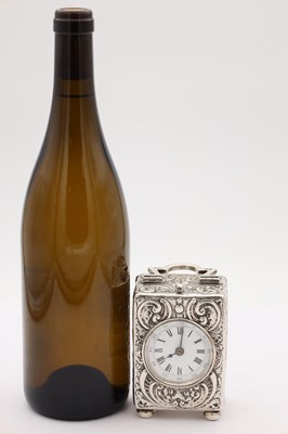 Lot 1 - DROCOURT, PARIS. A LARGE LATE 19TH CENTURY SILVER-CASED REPEATING CARRIAGE CLOCK