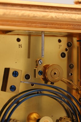 Lot 131 - DROCOURT, PARIS. A FINE GIANT GILT ENGRAVED GORGE CASED REPEATING CARRIAGE CLOCK