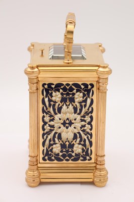 Lot 142 - DROCOURT, PARIS. A LATE 19TH CENTURY FRENCH GILT BRASS AND CHAMPLEVE ENAMEL REPEATING CARRIAGE CLOCK