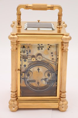 Lot 142 - DROCOURT, PARIS. A LATE 19TH CENTURY FRENCH GILT BRASS AND CHAMPLEVE ENAMEL REPEATING CARRIAGE CLOCK