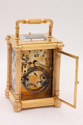 Lot 142 - DROCOURT, PARIS. A LATE 19TH CENTURY FRENCH GILT BRASS AND CHAMPLEVE ENAMEL REPEATING CARRIAGE CLOCK