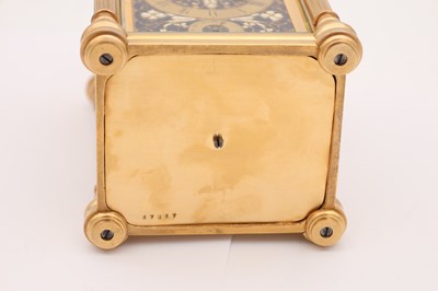 Lot 142 - DROCOURT, PARIS. A LATE 19TH CENTURY FRENCH GILT BRASS AND CHAMPLEVE ENAMEL REPEATING CARRIAGE CLOCK
