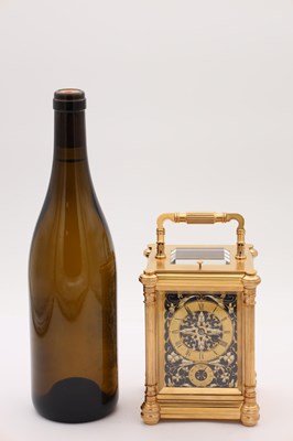 Lot 142 - DROCOURT, PARIS. A LATE 19TH CENTURY FRENCH GILT BRASS AND CHAMPLEVE ENAMEL REPEATING CARRIAGE CLOCK