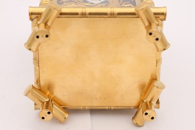 Lot 57 - HENRI JACOT A LATE 19TH CENTURY FRENCH GILT BRASS BRONZE AND MIXED METAL REPEATING CARRIAGE CLOCK