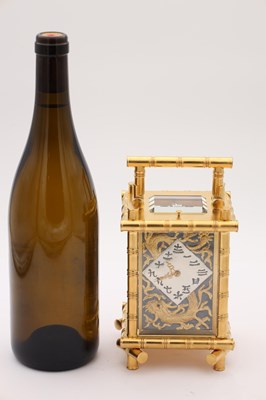 Lot 57 - HENRI JACOT A LATE 19TH CENTURY FRENCH GILT BRASS BRONZE AND MIXED METAL REPEATING CARRIAGE CLOCK