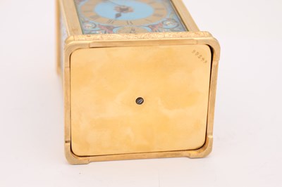 Lot 15 - DROCOURT, PARIS. A LATE 19TH CENTURY GILT ENGRAVED CHAMPLEVE ENAMEL REPEATING CARRIAGE CLOCK