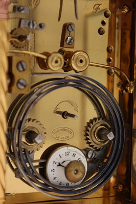 Lot 108 - A RARE LATE 19TH CENTURY GILT CASED REPEATING CARRIAGE CLOCK WITH LIMOGES ENAMEL PANELS