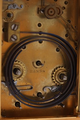 Lot 205 - DROCOURT, PARIS. A LATE 19TH CENTURY GILT-CASED GRAND SONNERIE REPEATING CARRIAGE CLOCK WITH DAY/DATE