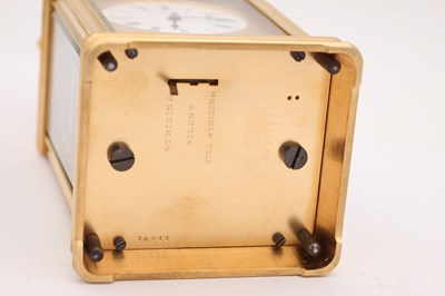 Lot 205 - DROCOURT, PARIS. A LATE 19TH CENTURY GILT-CASED GRAND SONNERIE REPEATING CARRIAGE CLOCK WITH DAY/DATE