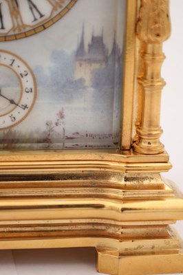 Lot 206 - TIFFANY & CO, PARIS. A LATE 19TH CENTURY FRENCH PORCELAIN PANELLED REPEATING CARRIAGE CLOCK