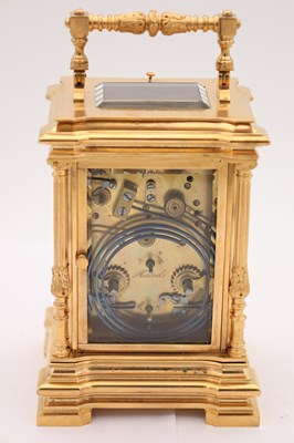 Lot 206 - TIFFANY & CO, PARIS. A LATE 19TH CENTURY FRENCH PORCELAIN PANELLED REPEATING CARRIAGE CLOCK