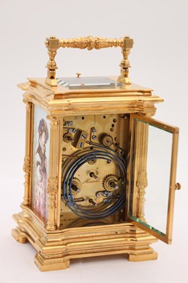 Lot 206 - TIFFANY & CO, PARIS. A LATE 19TH CENTURY FRENCH PORCELAIN PANELLED REPEATING CARRIAGE CLOCK