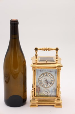 Lot 206 - TIFFANY & CO, PARIS. A LATE 19TH CENTURY FRENCH PORCELAIN PANELLED REPEATING CARRIAGE CLOCK