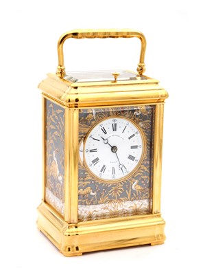 Lot 28 - ARSENE MARGAINE, PARIS. A LATE 19TH CENTURY FRENCH GORGE CASED BRONZE AND MIXED METAL REPEATING CARRIAGE CLOCK