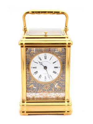 Lot 28 - ARSENE MARGAINE, PARIS. A LATE 19TH CENTURY FRENCH GORGE CASED BRONZE AND MIXED METAL REPEATING CARRIAGE CLOCK