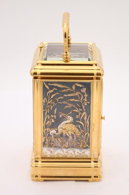 Lot 28 - ARSENE MARGAINE, PARIS. A LATE 19TH CENTURY FRENCH GORGE CASED BRONZE AND MIXED METAL REPEATING CARRIAGE CLOCK