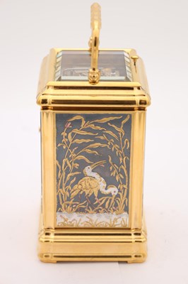 Lot 28 - ARSENE MARGAINE, PARIS. A LATE 19TH CENTURY FRENCH GORGE CASED BRONZE AND MIXED METAL REPEATING CARRIAGE CLOCK