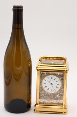 Lot 28 - ARSENE MARGAINE, PARIS. A LATE 19TH CENTURY FRENCH GORGE CASED BRONZE AND MIXED METAL REPEATING CARRIAGE CLOCK