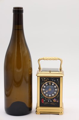 Lot 167 - A RARE LATE 19TH CENTURY FRENCH GILT BRASS AND PIETRA JURA PANELLED REPEATING CARRIAGE CLOCK