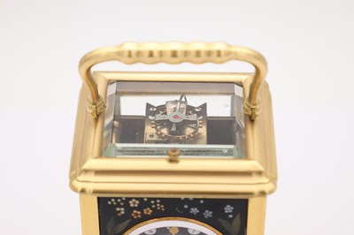 Lot 167 - A RARE LATE 19TH CENTURY FRENCH GILT BRASS AND PIETRA JURA PANELLED REPEATING CARRIAGE CLOCK