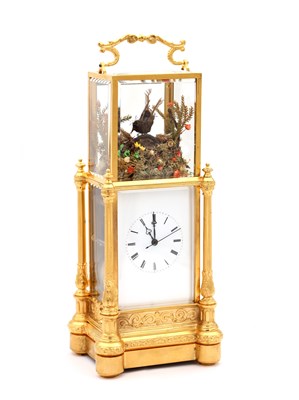 Lot 151 - JACQUES FRERES. A LATE 19TH CENTURY FRENCH SINGING BIRD AUTOMATON CARRIAGE CLOCK
