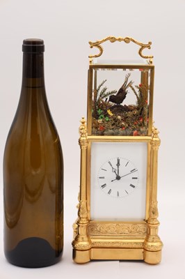 Lot 151 - JACQUES FRERES. A LATE 19TH CENTURY FRENCH SINGING BIRD AUTOMATON CARRIAGE CLOCK