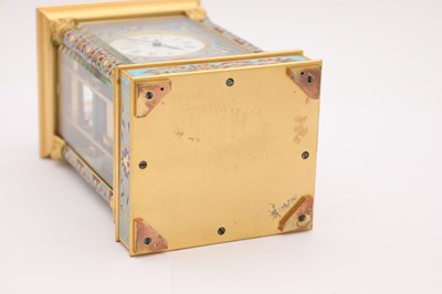 Lot 48 - A LATE 19TH CENTURY FRENCH CHAMPLEVE ENAMEL REPEATING CARRIAGE CLOCK