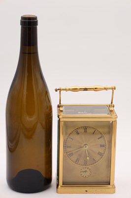 Lot 40 - FRIC. OUBERT A GENEVE. A LARGE MID 19TH CENTURY SWISS STRIKING CARRIAGE CLOCK WITH ALARM