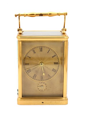 Lot 40 - FRIC. OUBERT A GENEVE. A LARGE MID 19TH CENTURY SWISS STRIKING CARRIAGE CLOCK WITH ALARM