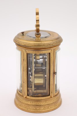 Lot 67 - JOSEPH SOLDANO. A LATE 19TH CENTURY FRENCH ENGRAVED GILT METAL REPEATING CARRIAGE CLOCK