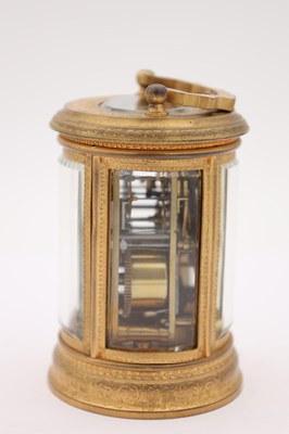 Lot 67 - JOSEPH SOLDANO. A LATE 19TH CENTURY FRENCH ENGRAVED GILT METAL REPEATING CARRIAGE CLOCK