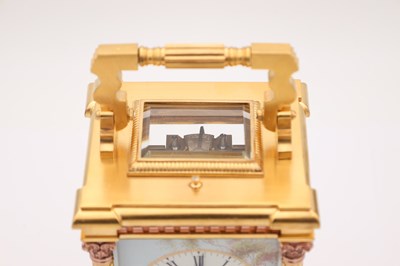 Lot 202 - A LARGE LATE 19TH CENTURY FRENCH PORCELAIN PANEL REPEATING CARRIAGE CLOCK
