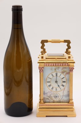Lot 202 - A LARGE LATE 19TH CENTURY FRENCH PORCELAIN PANEL REPEATING CARRIAGE CLOCK