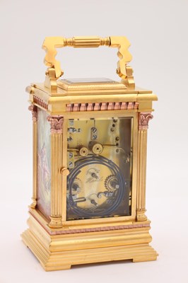 Lot 202 - A LARGE LATE 19TH CENTURY FRENCH PORCELAIN PANEL REPEATING CARRIAGE CLOCK