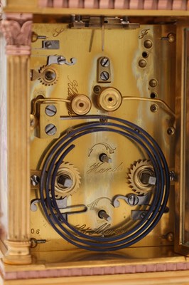 Lot 202 - A LARGE LATE 19TH CENTURY FRENCH PORCELAIN PANEL REPEATING CARRIAGE CLOCK