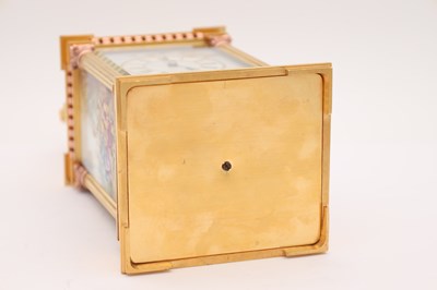 Lot 202 - A LARGE LATE 19TH CENTURY FRENCH PORCELAIN PANEL REPEATING CARRIAGE CLOCK
