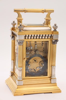 Lot 200 - A FINE LATE 19TH CENTURY FRENCH SILVERED GILT AND PORCELAIN REPEATING CARRIAGE CLOCK IN THE JAPANESE STYLE