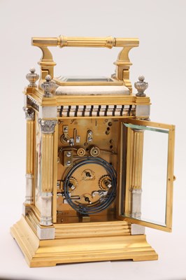 Lot 200 - A FINE LATE 19TH CENTURY FRENCH SILVERED GILT AND PORCELAIN REPEATING CARRIAGE CLOCK IN THE JAPANESE STYLE