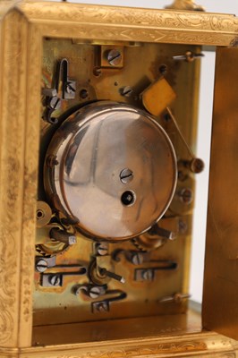 Lot 138 - PAUL GARNIER. A MID 19TH CENTURY FRENCH ENGRAVED GILT BRASS REPEATING CARRIAGE CLOCK