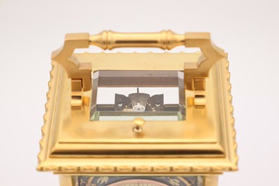 Lot 54 - A FINE LATE 19TH CENTURY FRENCH REPEATING CARRIAGE CLOCK WITH BRONZE AND GILT HIGHLIGHTED ORIENTALIST PANELS