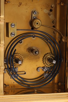 Lot 54 - A FINE LATE 19TH CENTURY FRENCH REPEATING CARRIAGE CLOCK WITH BRONZE AND GILT HIGHLIGHTED ORIENTALIST PANELS