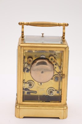 Lot 191 - RAINGO A PARIS A MID-19TH CENTURY GILT ONE-PIECE CASE GRAND SONNERIE CARRIAGE CLOCK