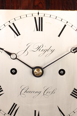 Lot 52 - JAMES RIGBY, CHARING CROSS. A SMALL REGENCY BRASS INLAID ROSEWOOD STRIKING BRACKET CLOCK