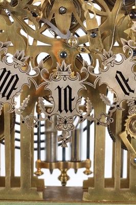 Lot 173 - A RARE AND IMPRESSIVE MID-19TH CENTURY BRASS ST. PAUL'S CATHEDRAL THREE TRAIN QUARTER-STRIKING SKELETON CLOCK ATTRIBUTED TO SMITHS OF CLERKENWELL