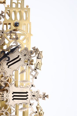 Lot 173 - A RARE AND IMPRESSIVE MID-19TH CENTURY BRASS ST. PAUL'S CATHEDRAL THREE TRAIN QUARTER-STRIKING SKELETON CLOCK ATTRIBUTED TO SMITHS OF CLERKENWELL