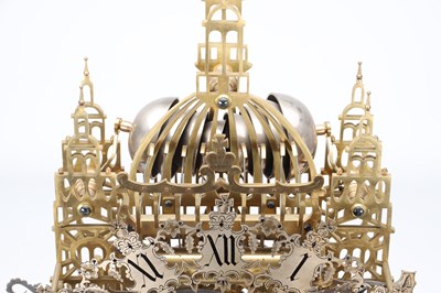 Lot 173 - A RARE AND IMPRESSIVE MID-19TH CENTURY BRASS ST. PAUL'S CATHEDRAL THREE TRAIN QUARTER-STRIKING SKELETON CLOCK ATTRIBUTED TO SMITHS OF CLERKENWELL